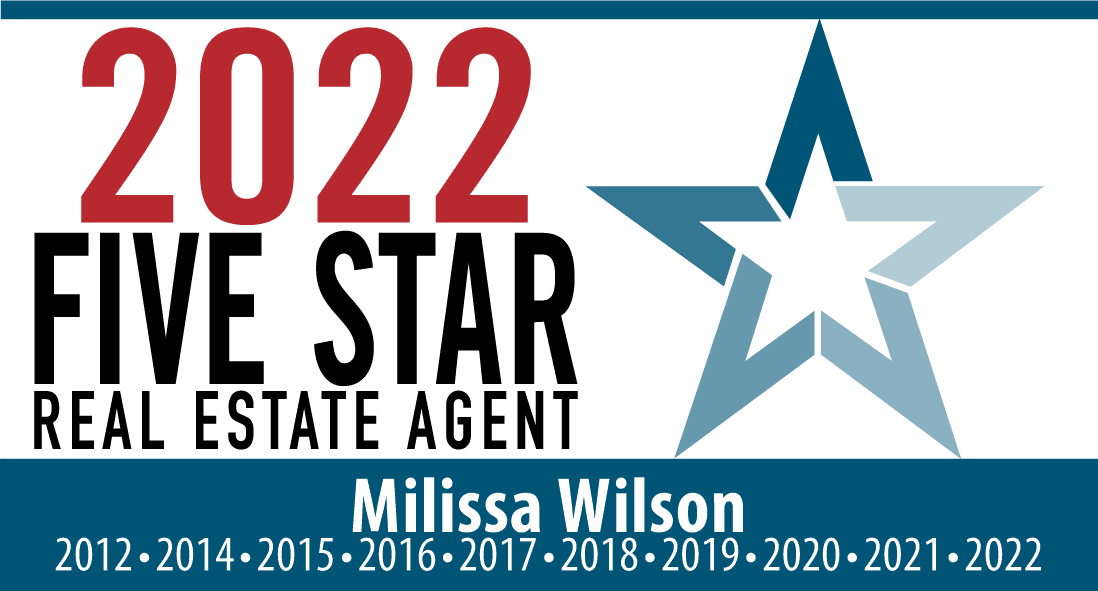 2022 Five Star Real Estate Agent badge: Milissa Wilson, 2012 and 2014 through 2022