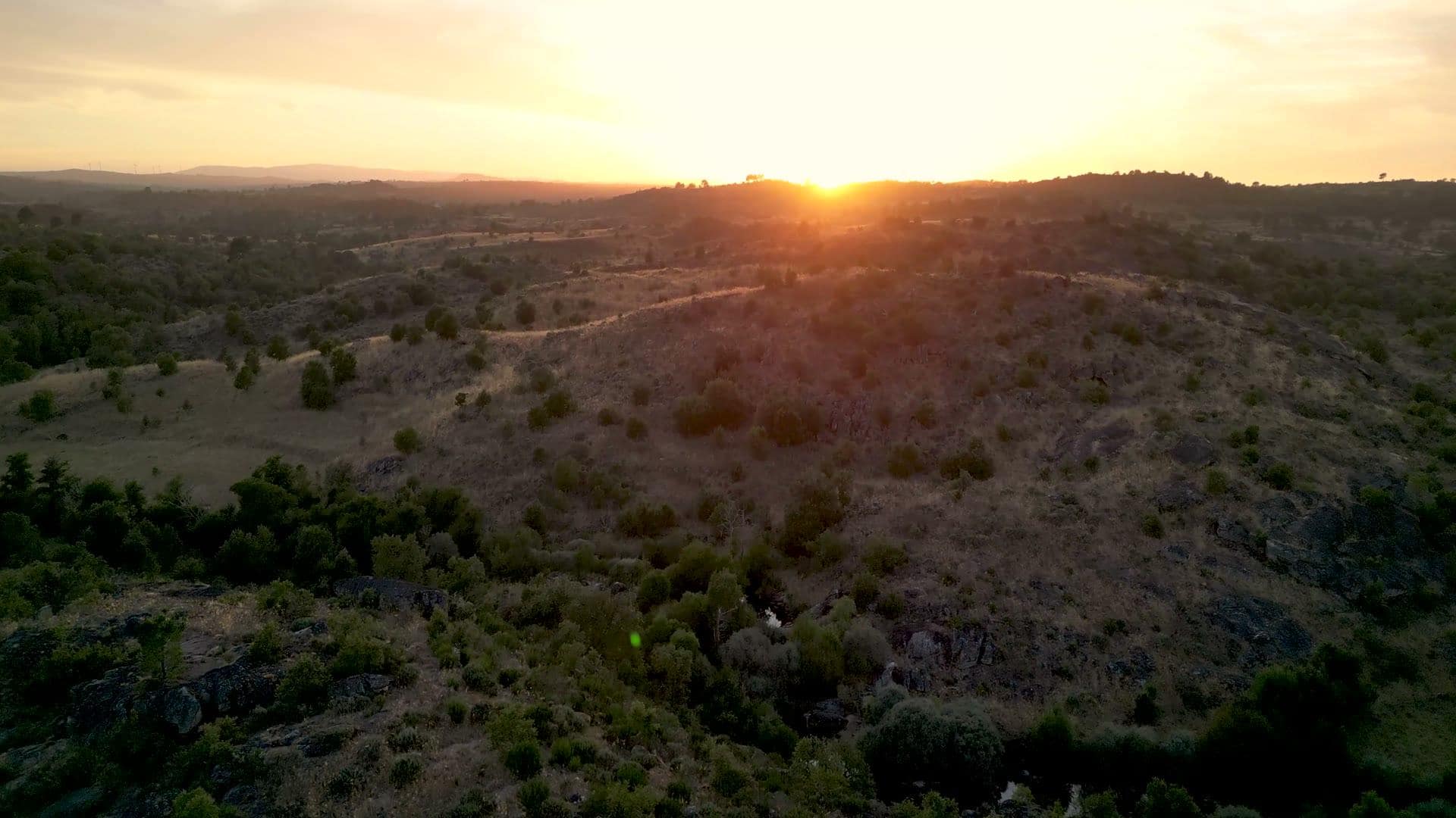 Sunset over rolling Hill Country ranch land